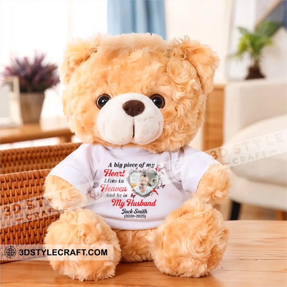 A Big Piece Of My Heart Lives In Heaven Bear Personalized Teddy Bear Shirt Beige / 9’’ / No Graduate Teddy Bear Shirt