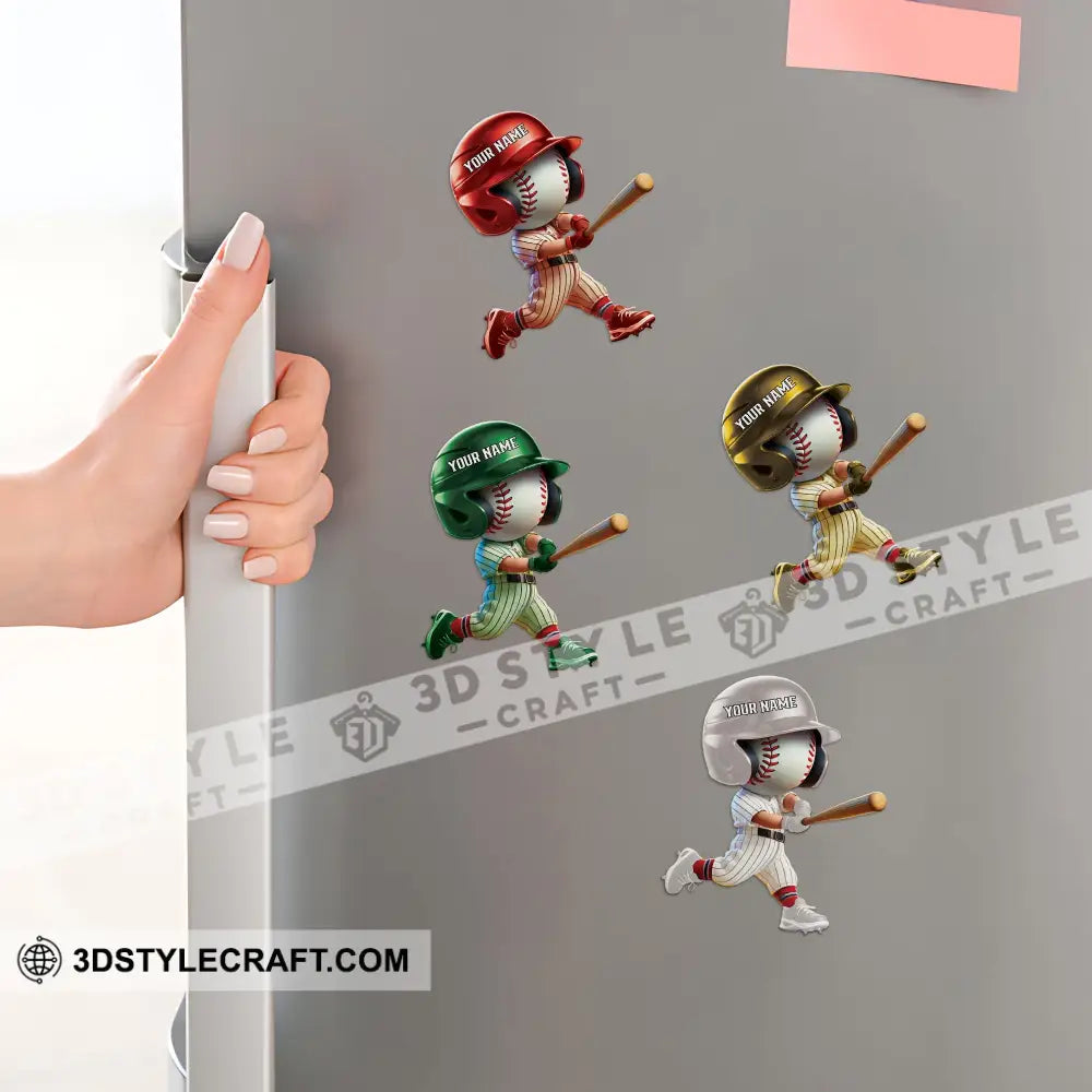 Baseball Custom Color And Name - Personalized Fridge Magnet