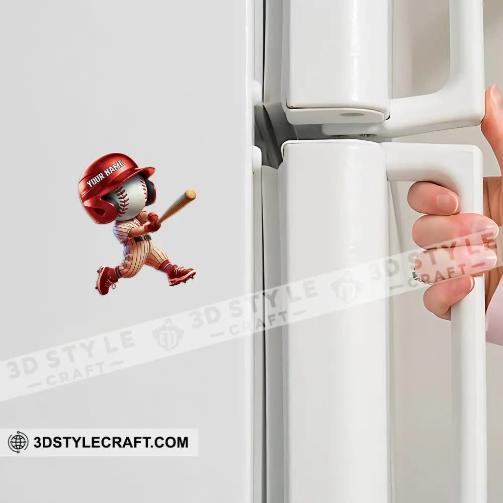 Baseball Custom Color And Name - Personalized Fridge Magnet