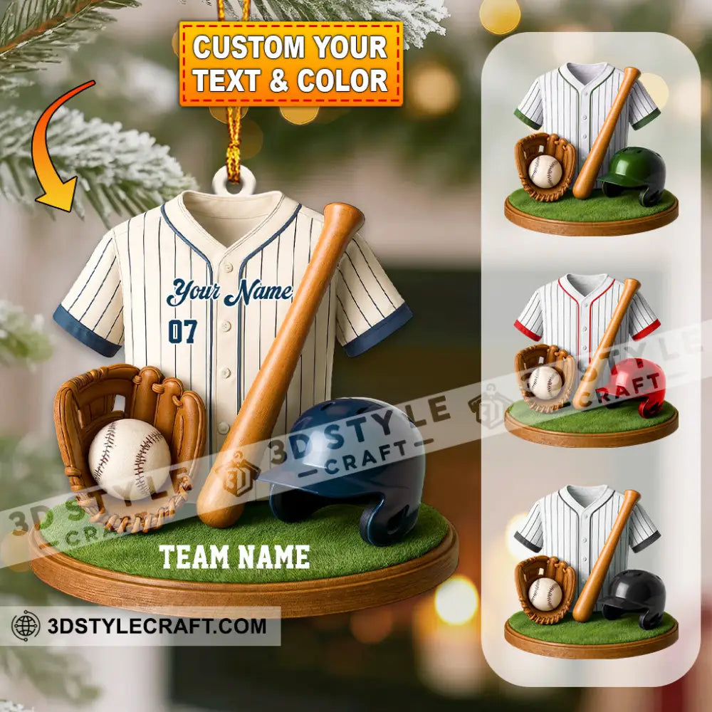 Baseball Home Decor Christmas Ornament Personalized Ornament 3.54’’ / 1 Ornament Ornament