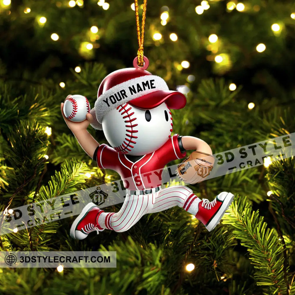 Baseball Player Christmas Ornament Personalized