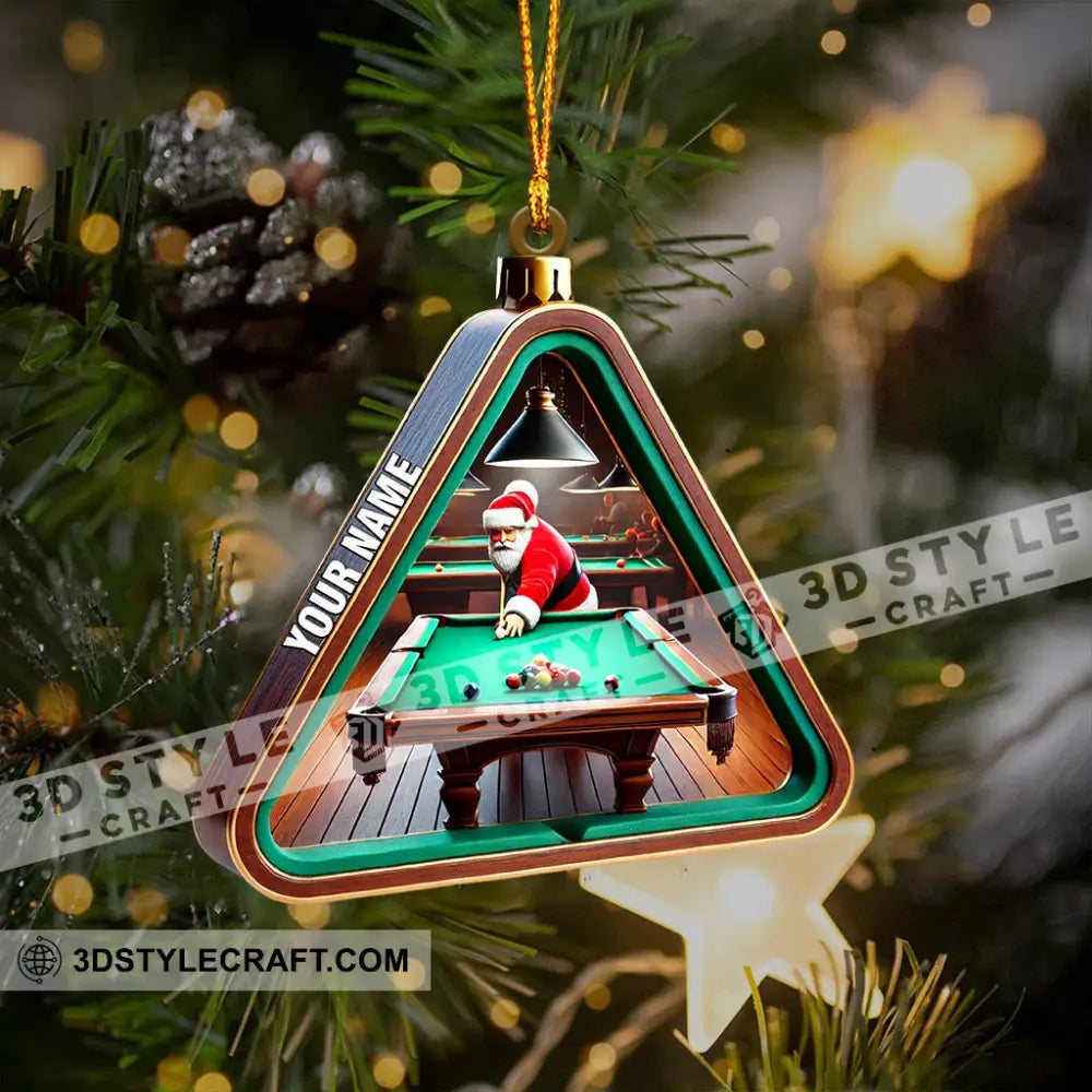 Billiard Santa Decor Christmas Ornament Personalized