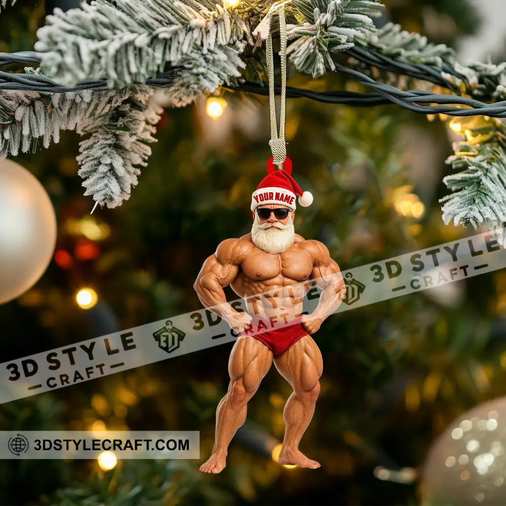 Bodybuilder Santa Home Decor Christmas Ornament Personalized Ornament Ornament