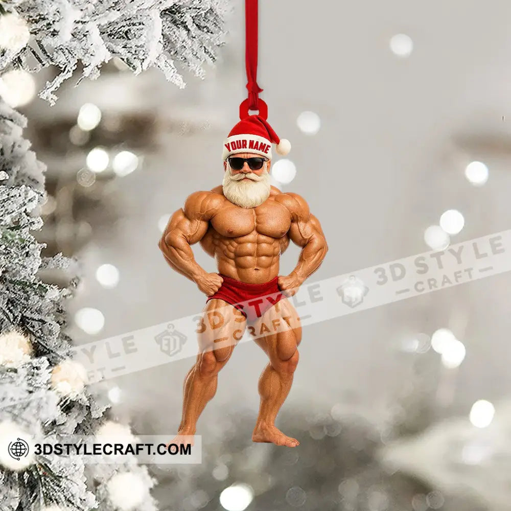 Bodybuilder Santa Home Decor Christmas Ornament Personalized Ornament Ornament