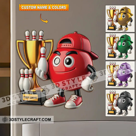 Bowling Champion Custom Color And Name - Personalized Fridge Magnet 3.54’’ / 1 Piece