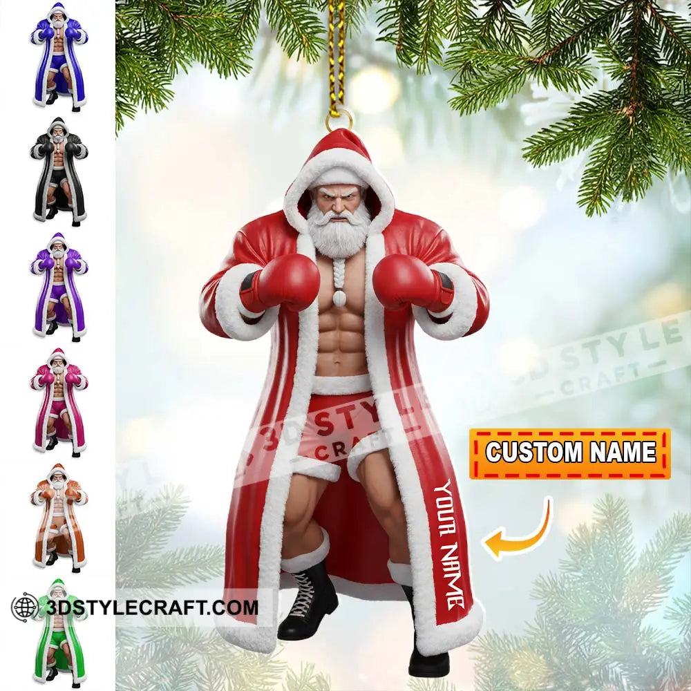Boxing Santa Home Decor Christmas Ornament Personalized Ornament 3.54’’ / 1 Ornament Ornament