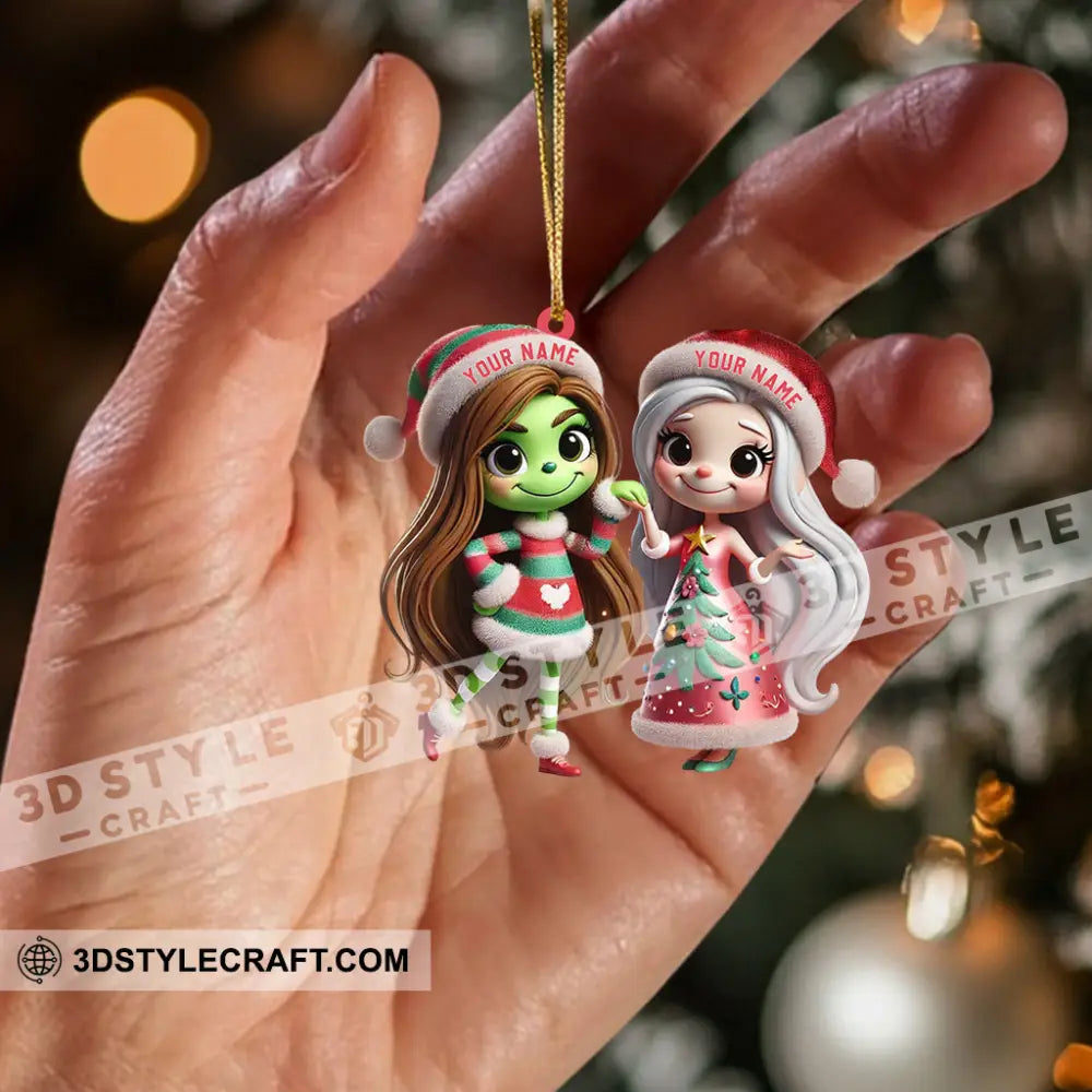Chibi Women Christmas Home Decor Ornament Personalized