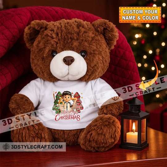 Christmas Baseball Boy, Personalized Teddy Bear Shirt style option 1