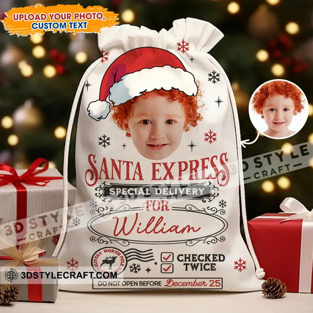 Christmas Delivery Face Photo Personalized Christmas String Bag 13x15 in - 33x39 cm Bag