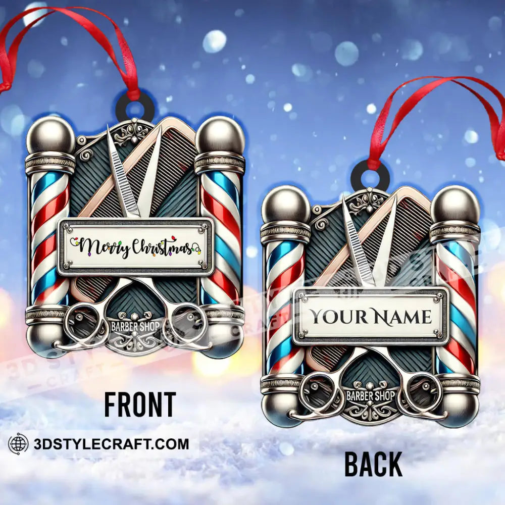 Christmas Gift Custom Ornament Name Barber Shop Decoration