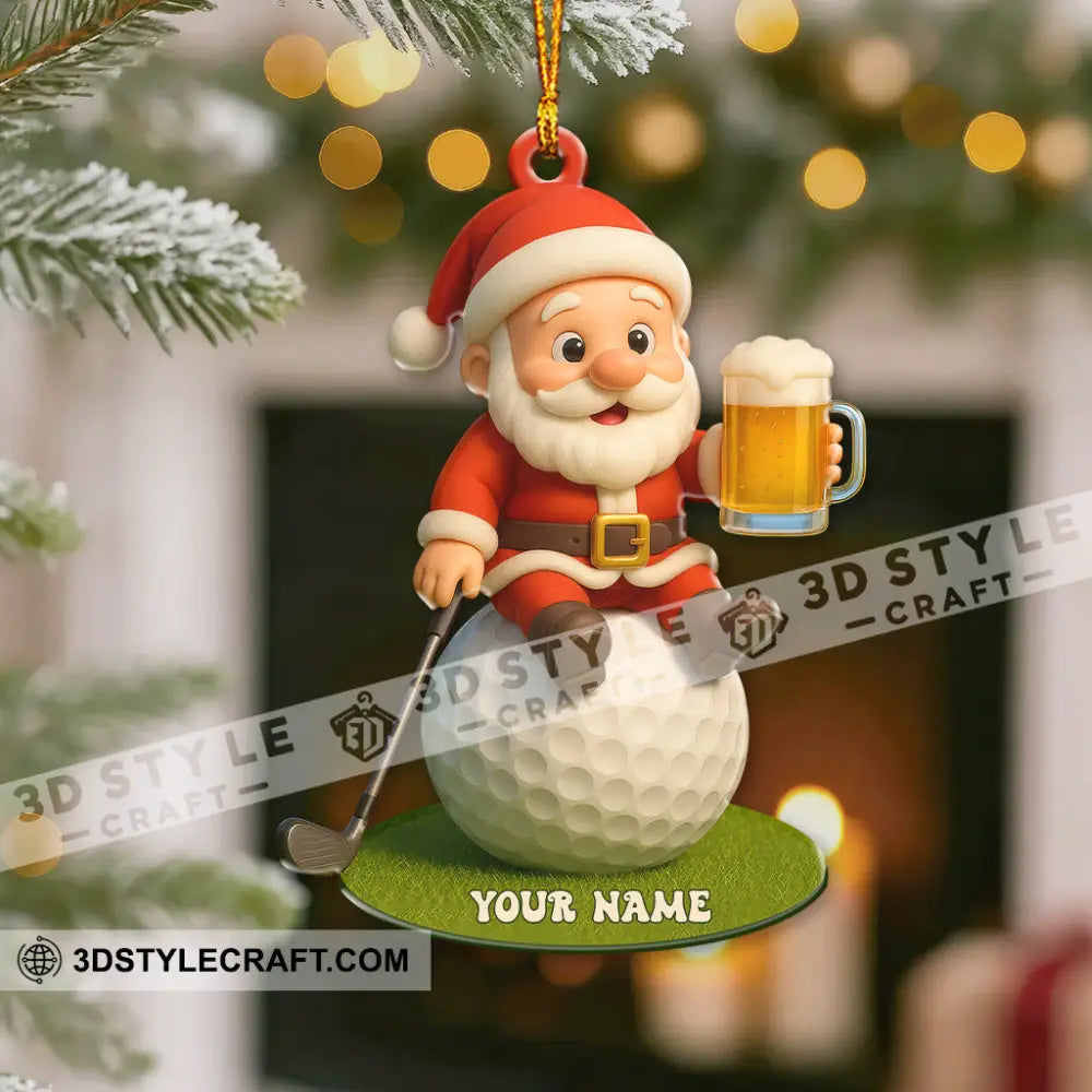Christmas Golf And Beer Santa Home Decor Christmas Ornament Personalized Ornament Ornament