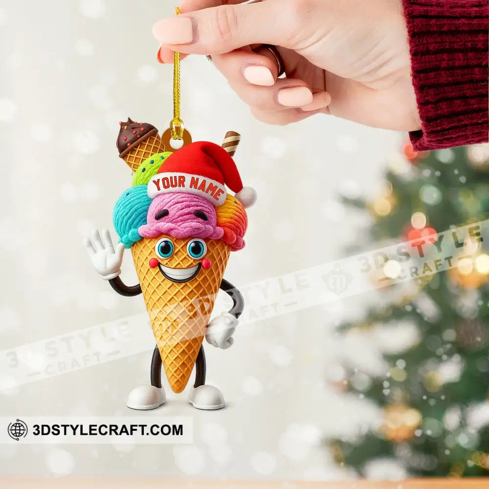 Christmas Ice Cream Santa Home Decor Christmas Ornament Personalized Ornament Ornament