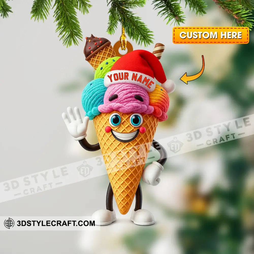 Christmas Ice Cream Santa Home Decor Christmas Ornament Personalized Ornament 3.54’’ / 1 Ornament Ornament