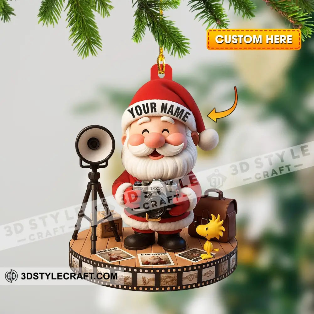 Christmas Photographer Santa Home Decor Christmas Ornament Personalized Ornament 3.54’’ / 1 Ornament Ornament