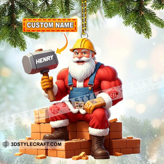 Christmas Santa Bricklayer Home Decor Christmas Ornament Personalized Ornament 3.54’’ / 1 Ornament Ornament