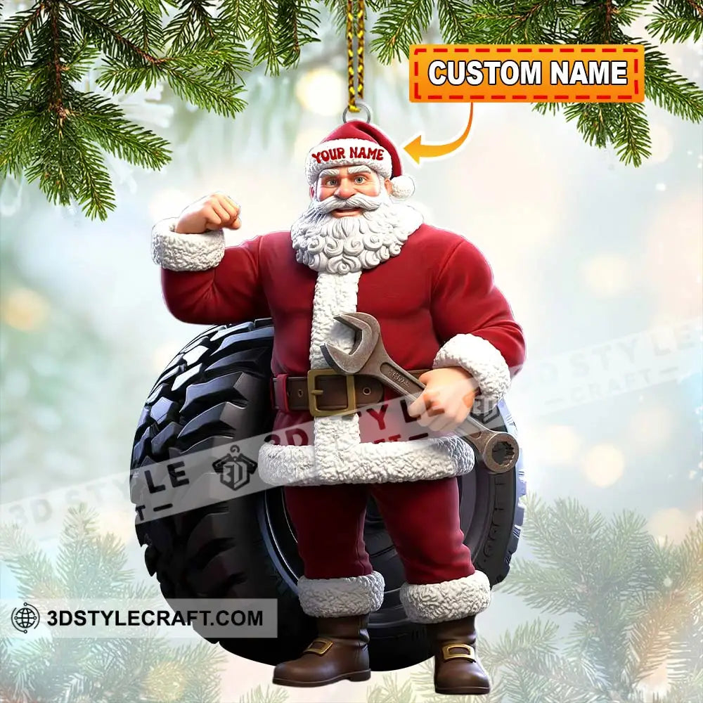 Christmas Santa Mechanic Home Decor Christmas Ornament Personalized Ornament 3.54’’ / 1 Ornament Ornament