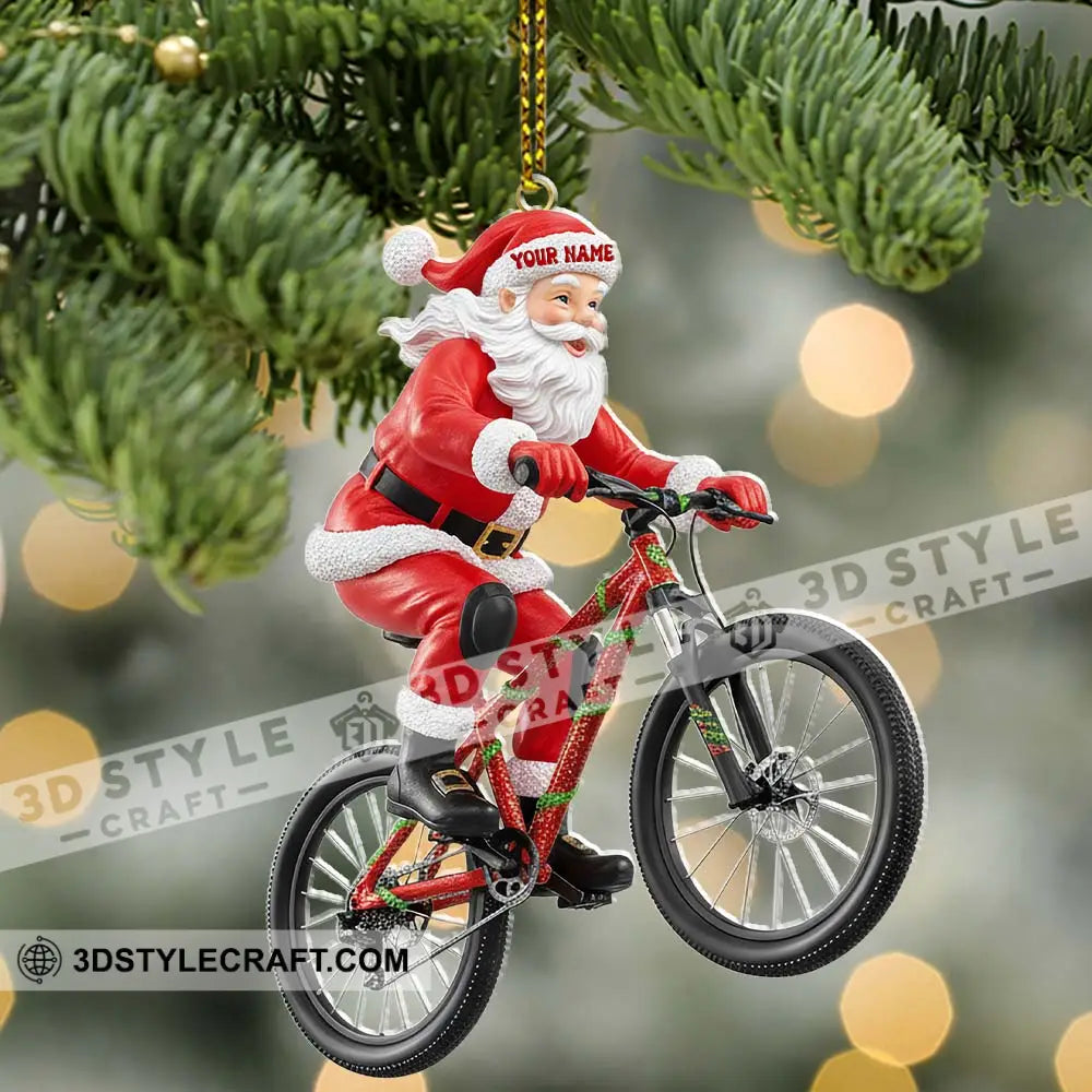 Christmas Santa Mountain Bike Home Decor Christmas Ornament Personalized Ornament Ornament
