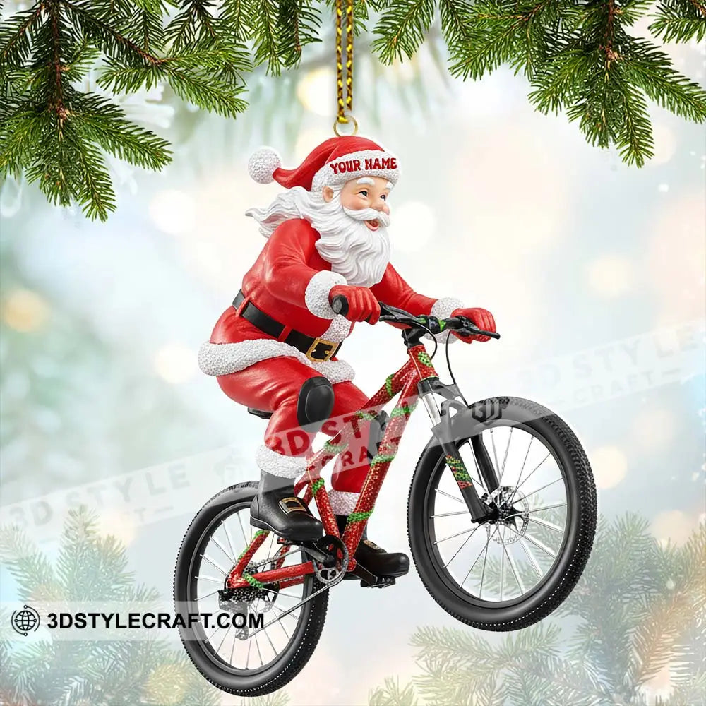 Christmas Santa Mountain Bike Home Decor Christmas Ornament Personalized Ornament Ornament
