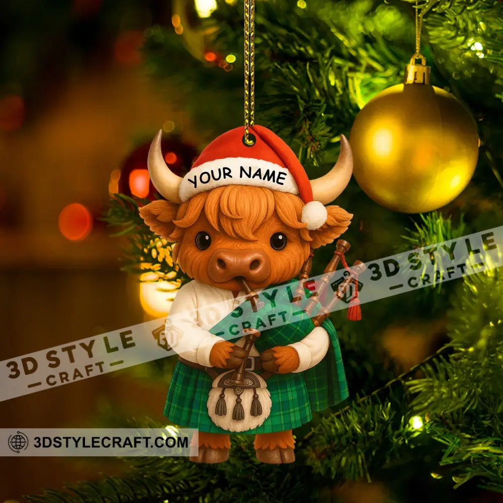 Christmas Scottish Highland Cow Home Decor Christmas Ornament Personalized Ornament Ornament