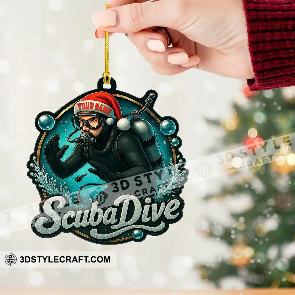 Christmas Scuba Dive Home Decor Christmas Ornament Personalized Ornament Ornament