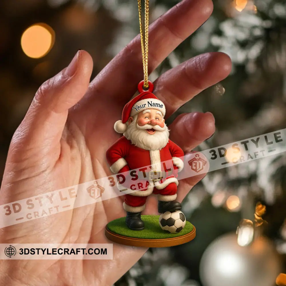 Christmas Soccer Santa Home Decor Christmas Ornament Personalized Ornament Ornament