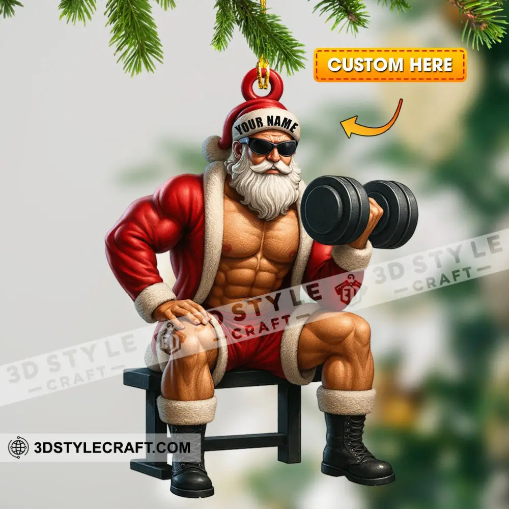 Christmas Weightlifting Santa Home Decor Christmas Ornament Personalized Ornament 3.54’’ / 1 Ornament Ornament