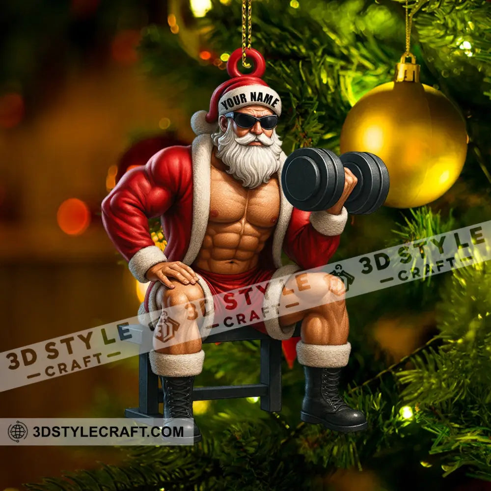 Christmas Weightlifting Santa Home Decor Christmas Ornament Personalized Ornament Ornament