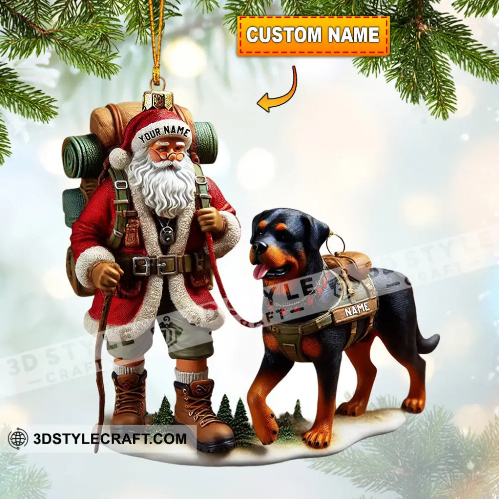 Climbing Santa And Dog Home Decor Christmas Ornament Personalized 3.54’’ / 1