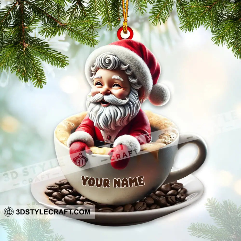Coffee Santa Christmas Home Decor Ornament Personalized