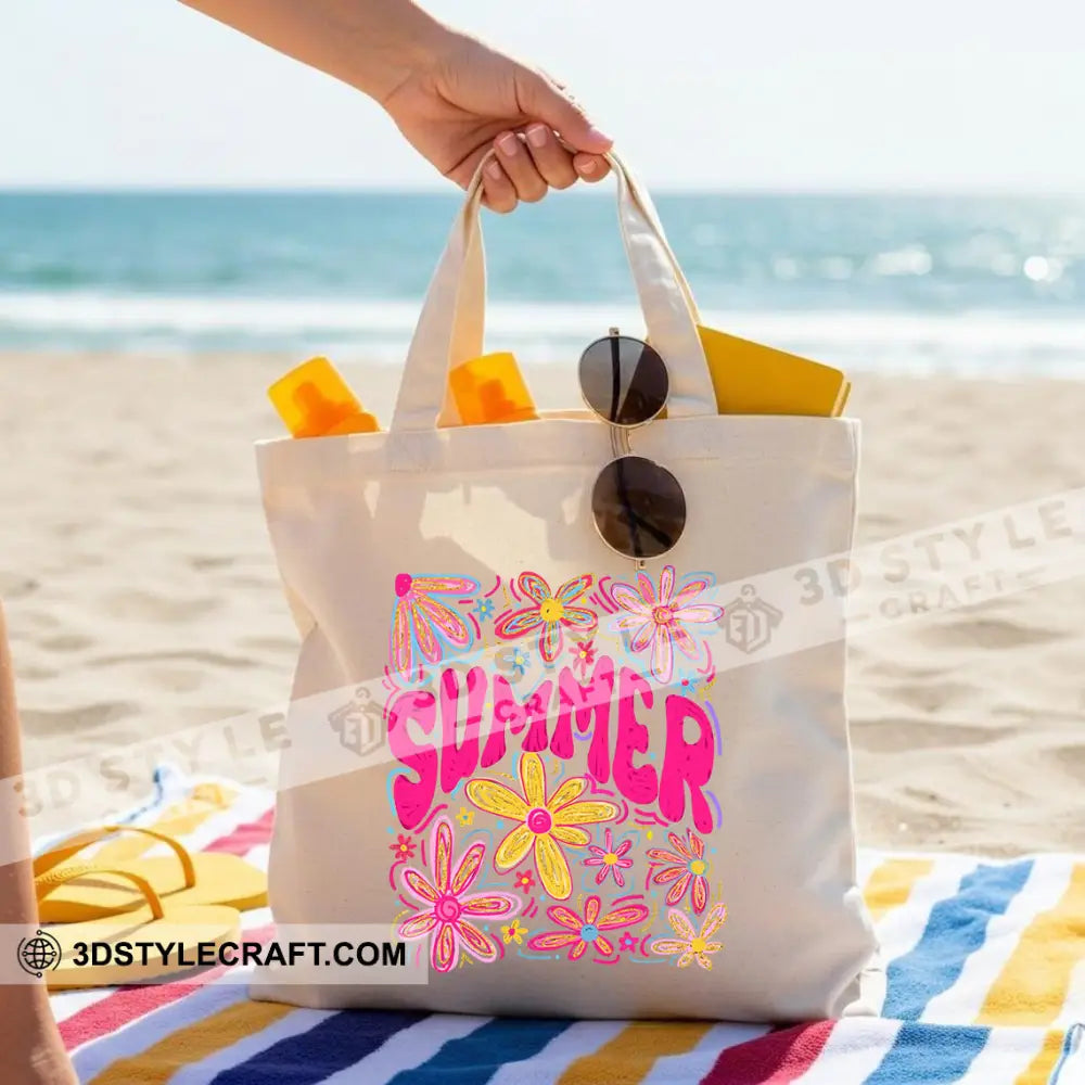 Colorful Summer Flowers Tote Bag Aloha Summer Canvas Tote Bag Bag