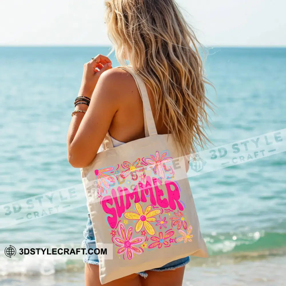 Colorful Summer Flowers Tote Bag Aloha Summer Canvas Tote Bag Bag