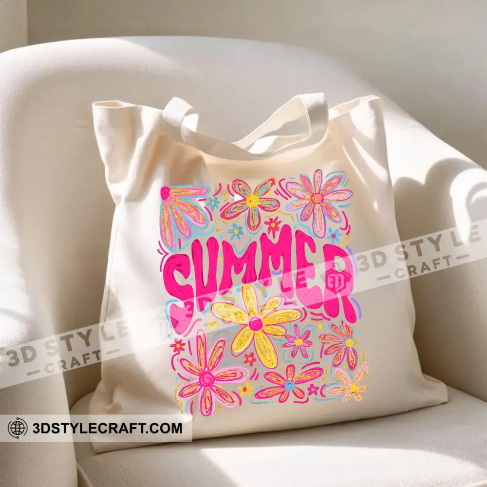 Colorful Summer Flowers Tote Bag Aloha Summer Canvas Tote Bag S (13x11 in) Bag