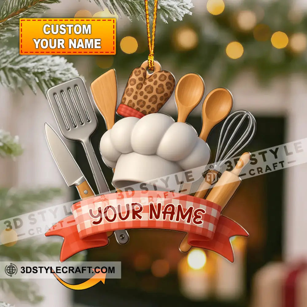 Cooking Lover Cooking Utensils Home Decor Christmas Ornament Personalized Ornament 3.54’’ / 1 Ornament Ornament