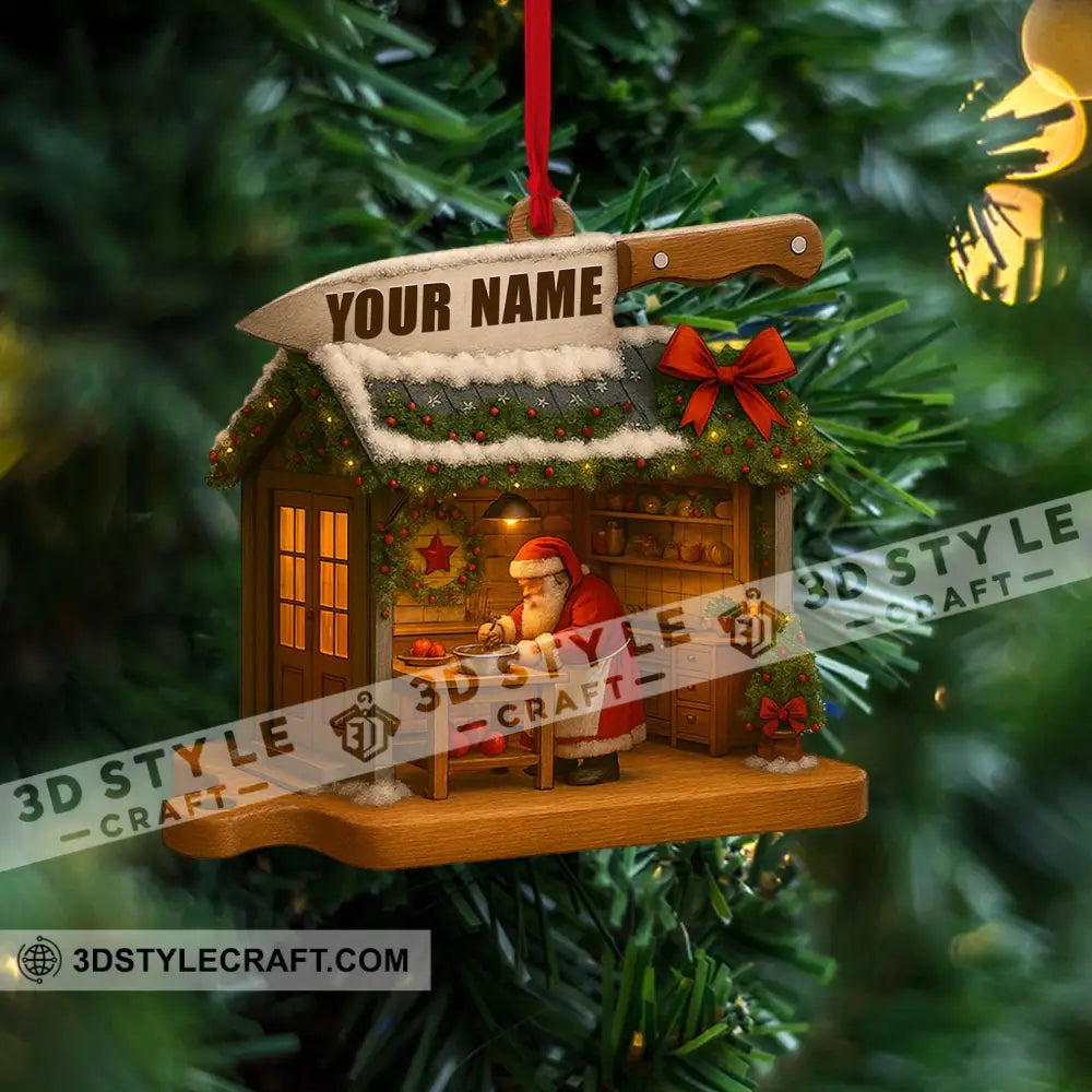 Cooking Santa Home Decor Christmas Ornament Personalized Ornament Ornament