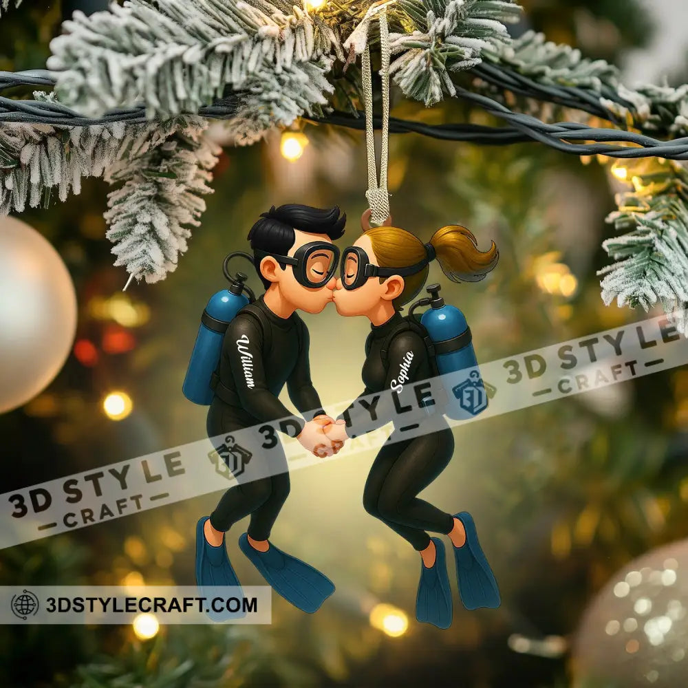 Couple Diving Home Decor Christmas Ornament Personalized Ornament Ornament
