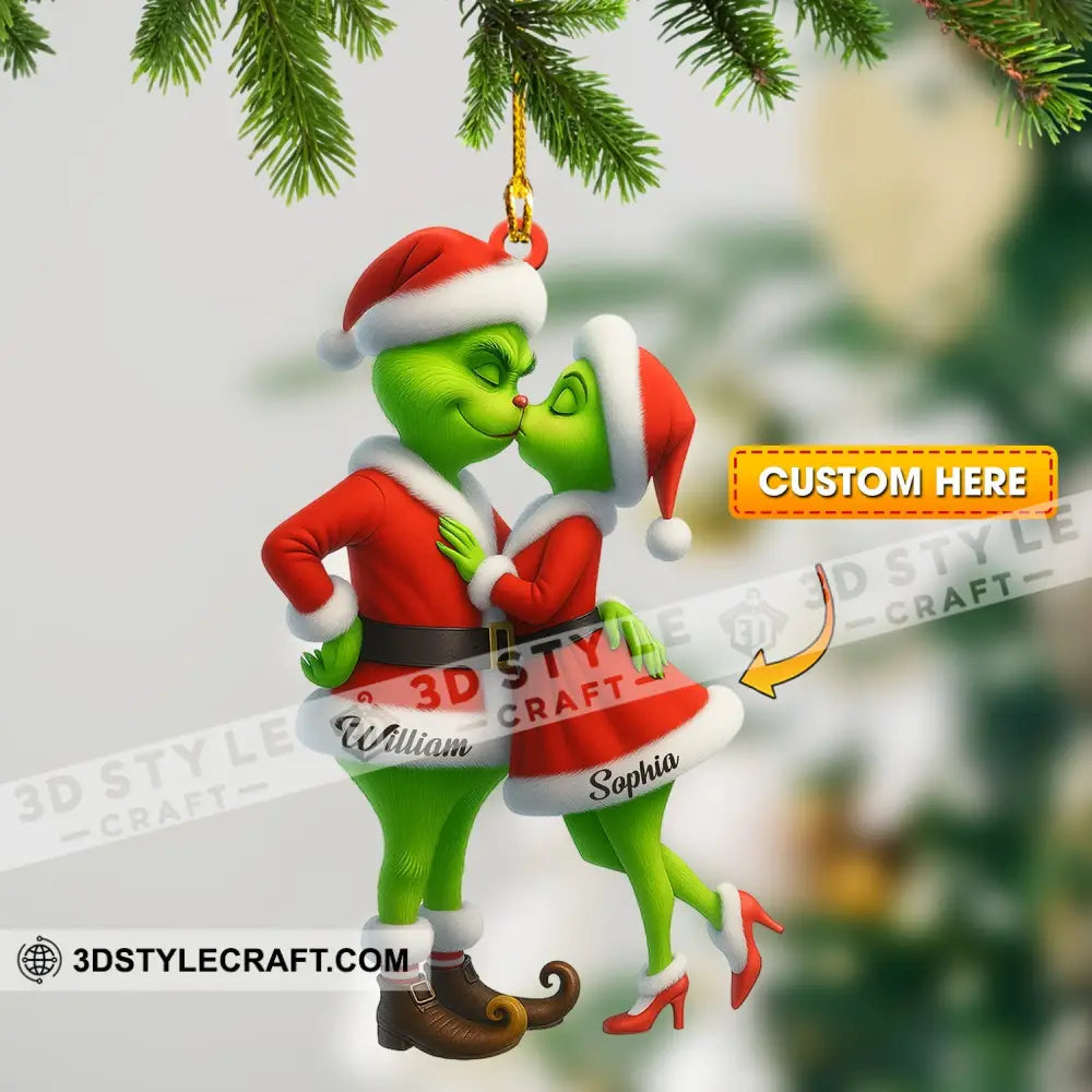 Couple Grinch Home Decor Christmas Ornament Personalized Ornament 3.54’’ / 1 Ornament Ornament