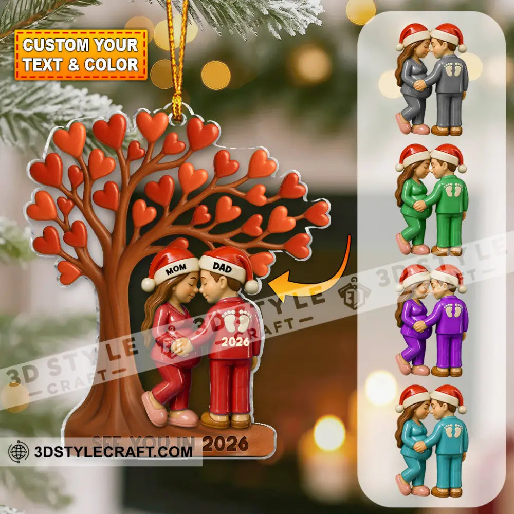 Couple Heart Tree New Baby Coming Christmas Home Decor Christmas Ornament Personalized Ornament 3.54’’ / 1 Ornament