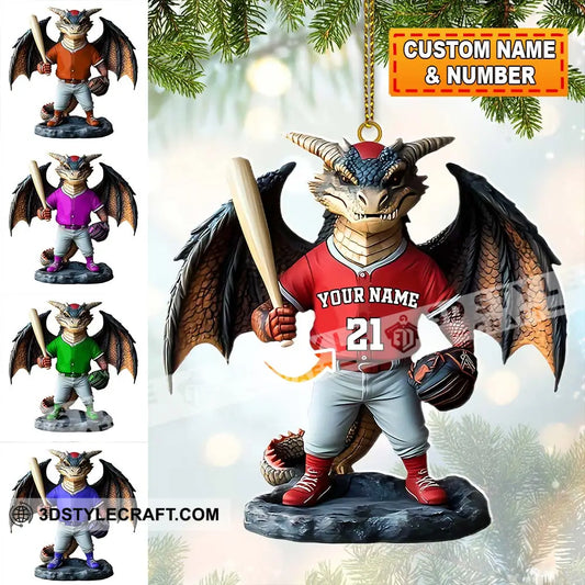 Custom Name And Number Baseball Dragon Ornament Christmas Gift For Lover