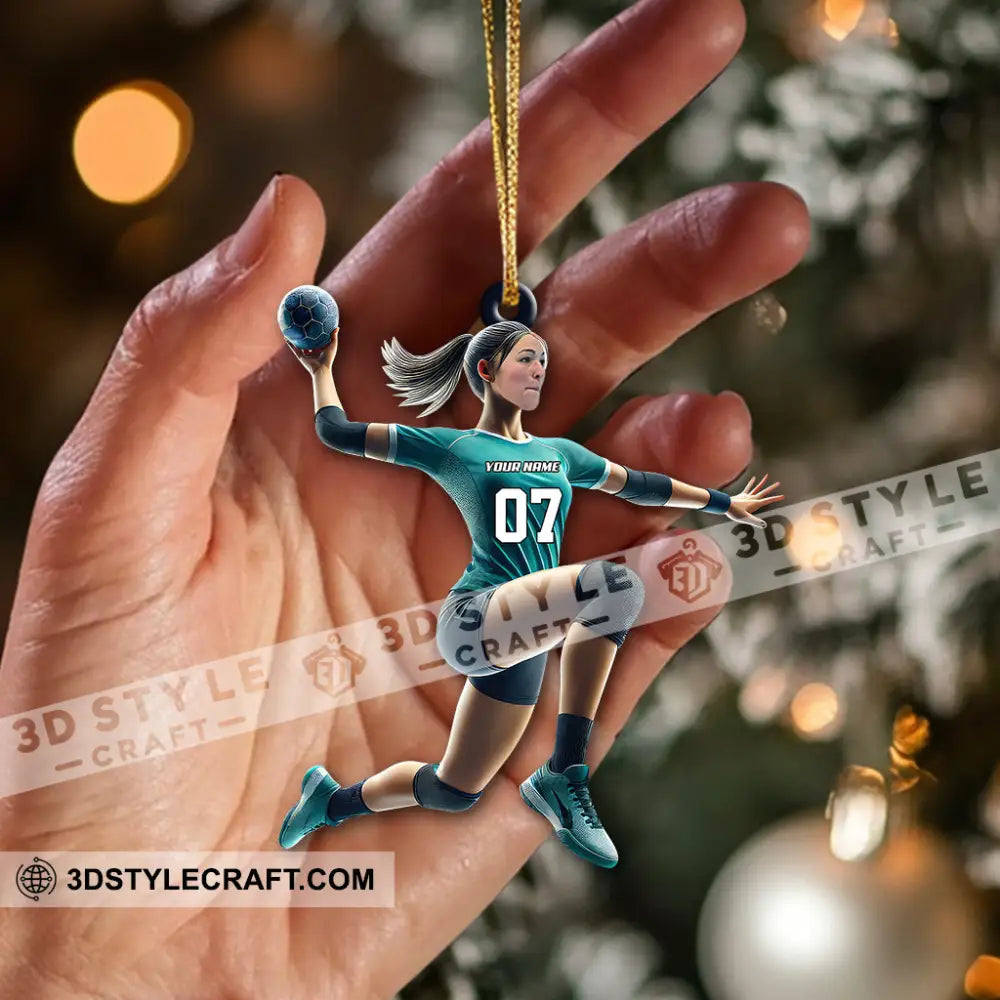 Custom Name And Number Woman Handball Ornament Lover Christmas Gift