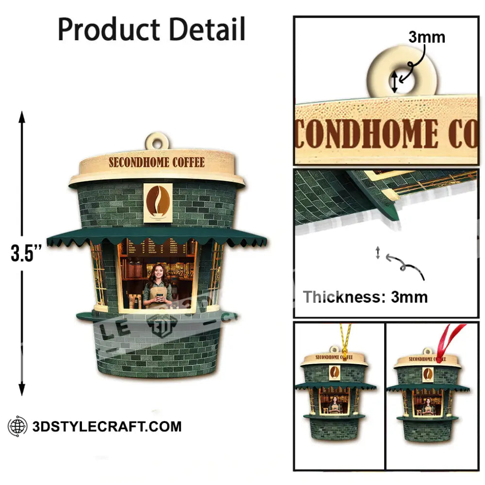 Custom Name And Photo Coffee Shop Ornament Love Christmas Gift