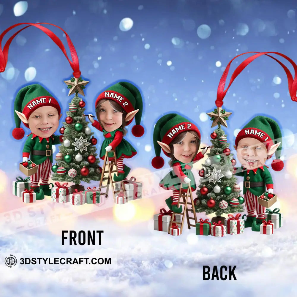 Custom Name And Photo Couple Ornament Christmas Tree Gift