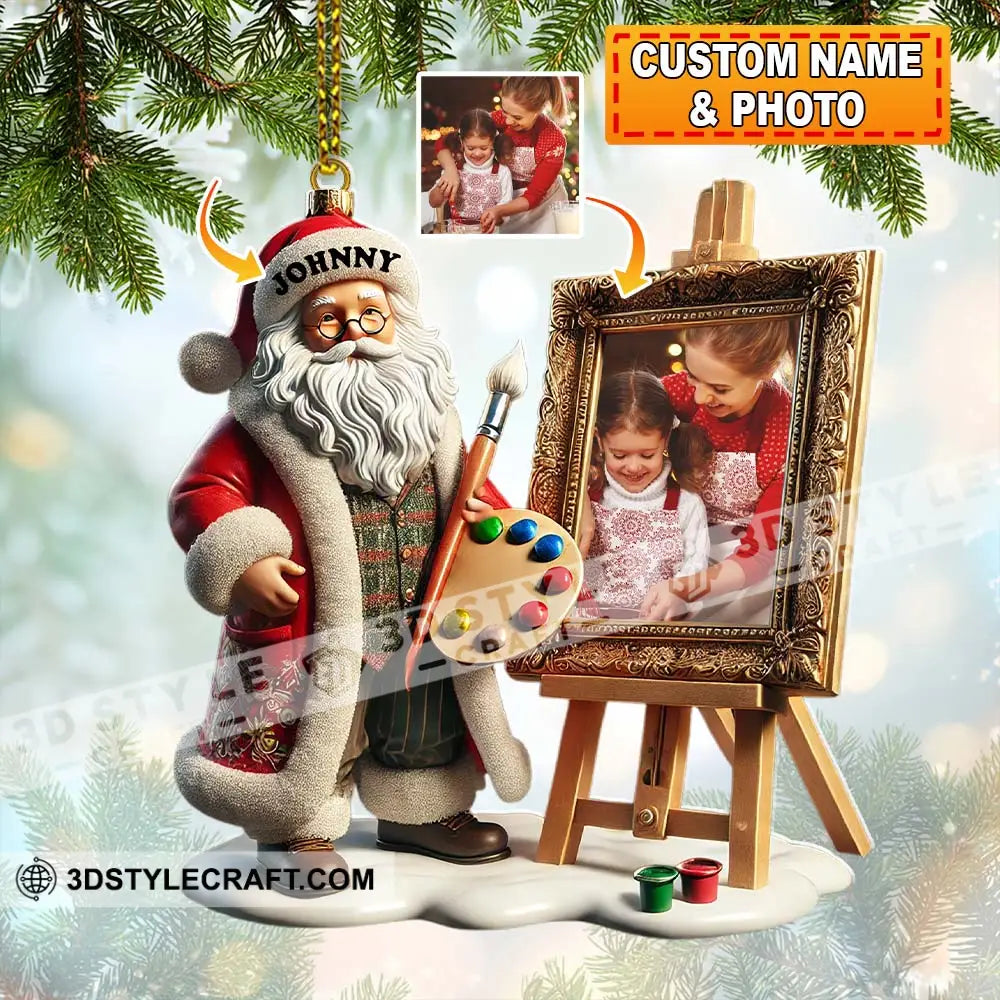 Custom Name And Photo Santa Ornament Christmas Gift For Family