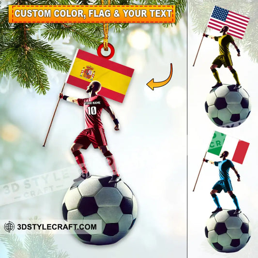 Custom Name And Photo Soccer Ornament Christmas Gift Decoration