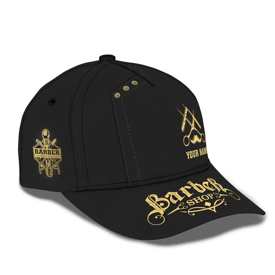 Custom Name Barber Classic Cap, Personalized Name Hairstylist Hat, Unisex Barber Hat style option 3