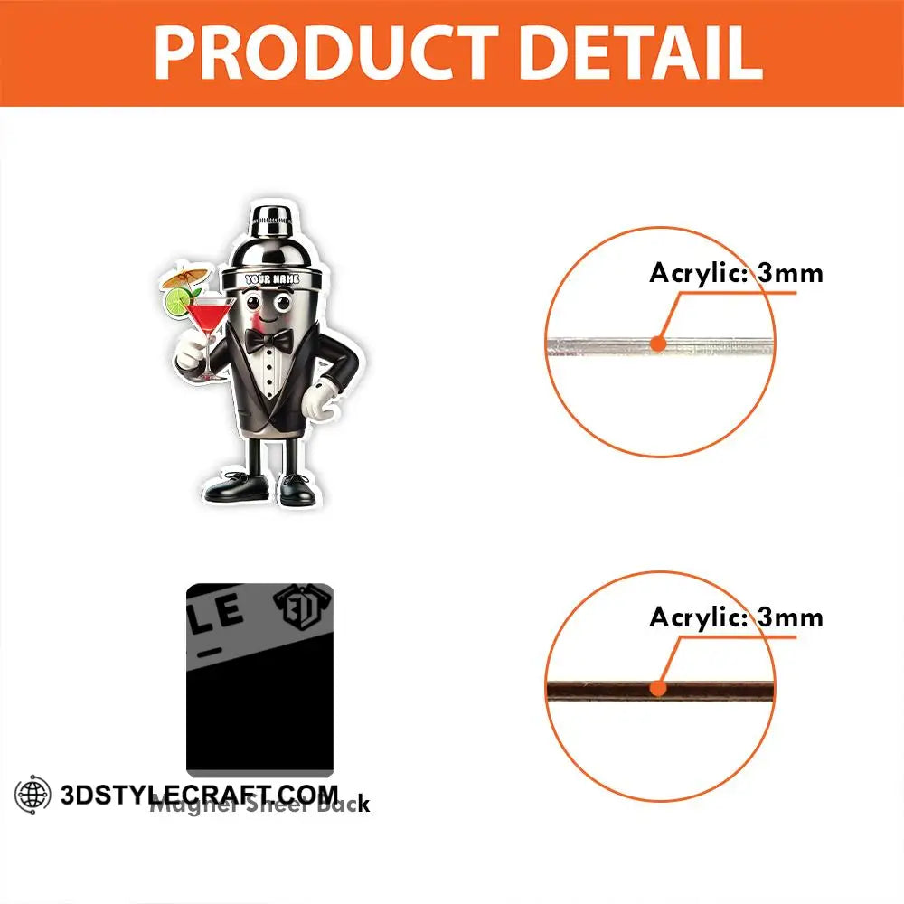 Custom Name Bartender Fridge Magnet Gift For