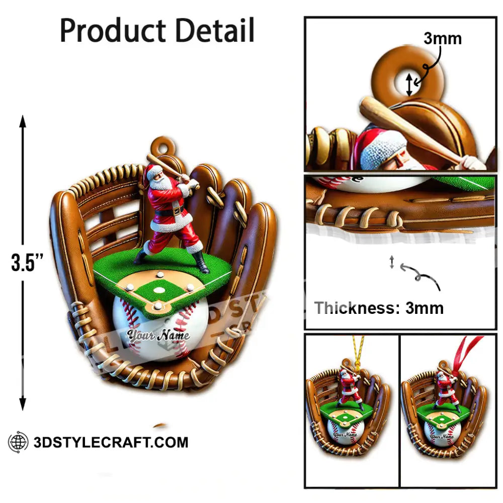 Custom Name Baseball Santa Ornament Lover Christmas Gift