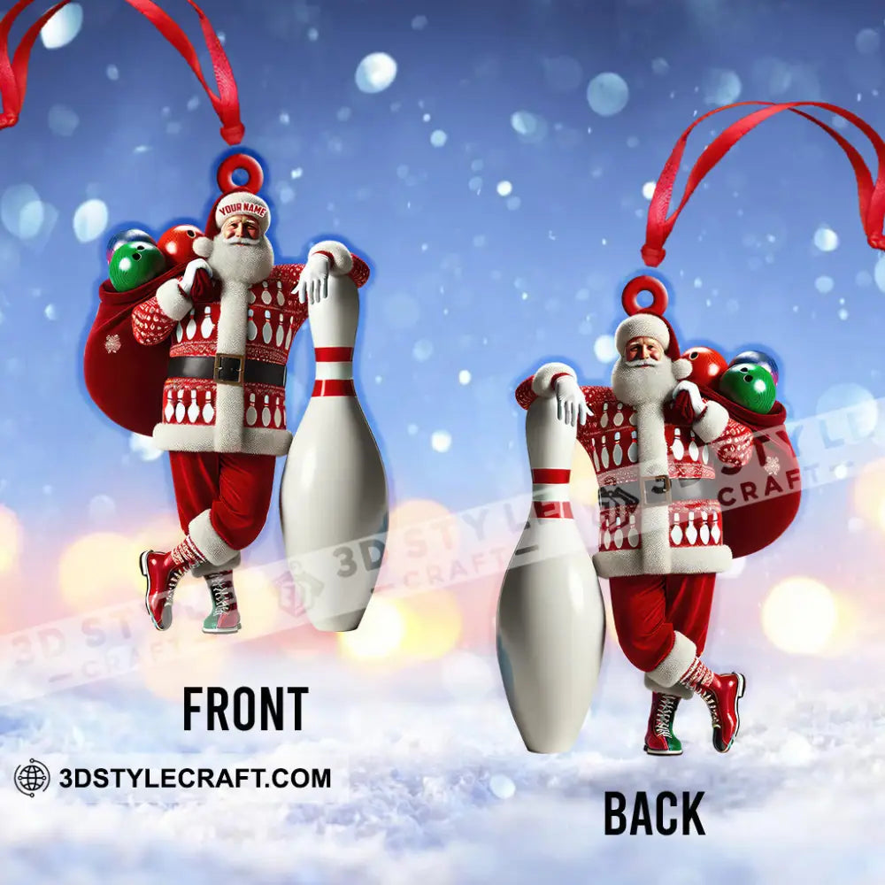 Custom Name Bowling Santa Ornament Lover Christmas Gift
