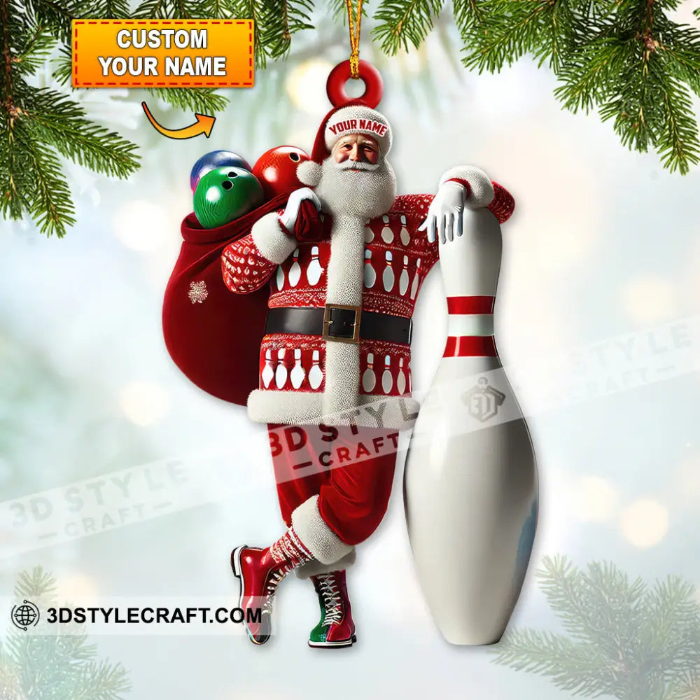Custom Name Bowling Santa Ornament Lover Christmas Gift