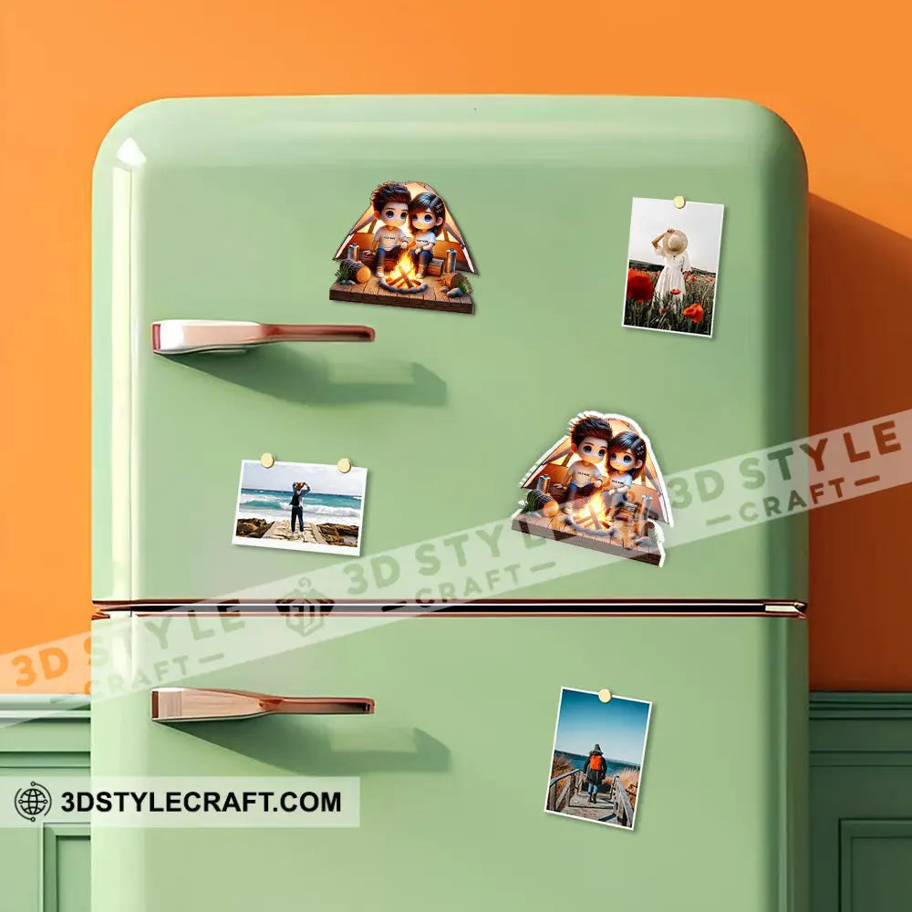 Custom Name Camping Couple Fridge Magnet Gift For Lover
