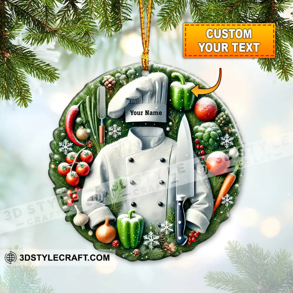 Custom Name Chef Ornament Christmas Gift For Cooking Lover